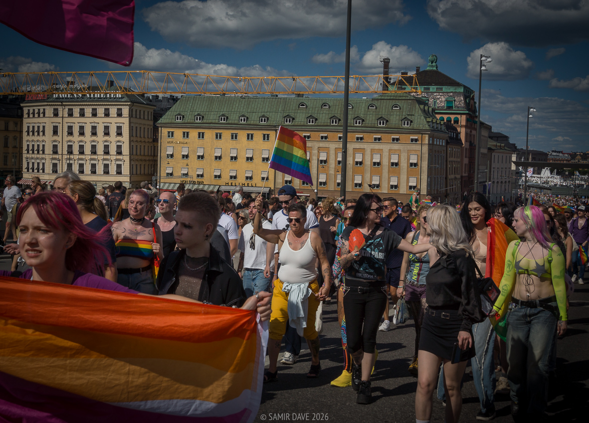 Proudly carrying the pride flag, Slussbron, Stockholm Pride Festival 2026.