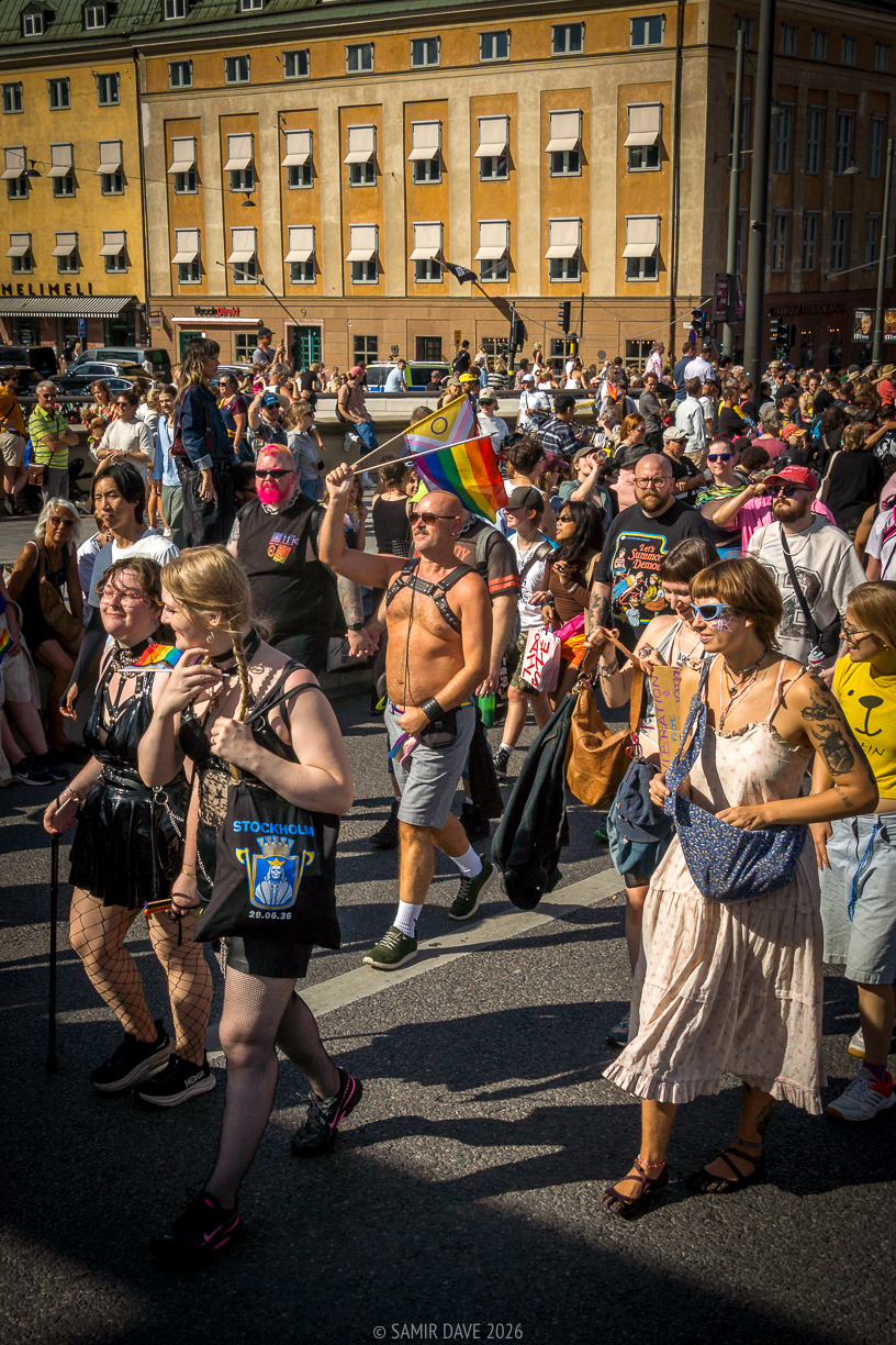 Sea of people all there to celebrate their pride on Slussbron at Stockholm Pride Festival 2026.
