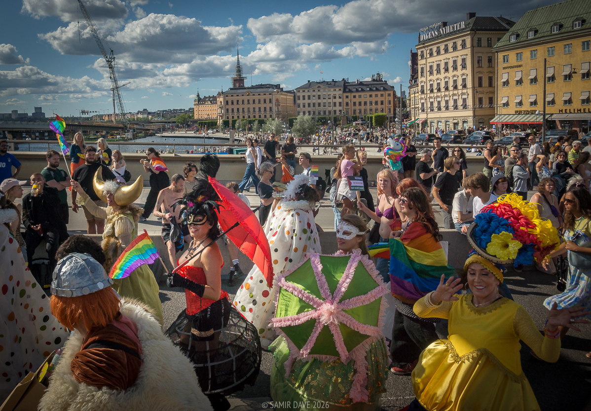 Catching a smile from a masked beauty, Slussbron, Stockholm Pride Festival 2026.