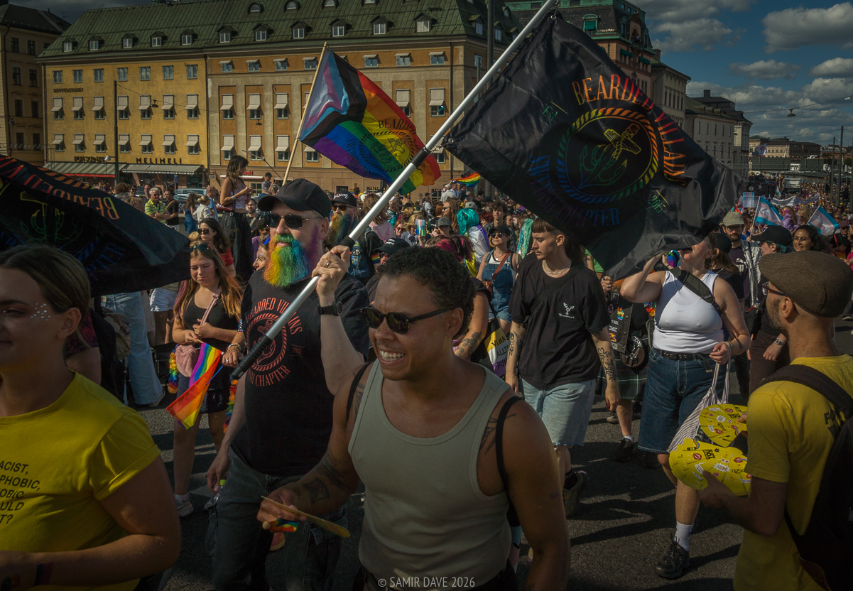 The bearded villains came with dyed beards and carried their flags proudly at Stockholm Pride Festival 2026.